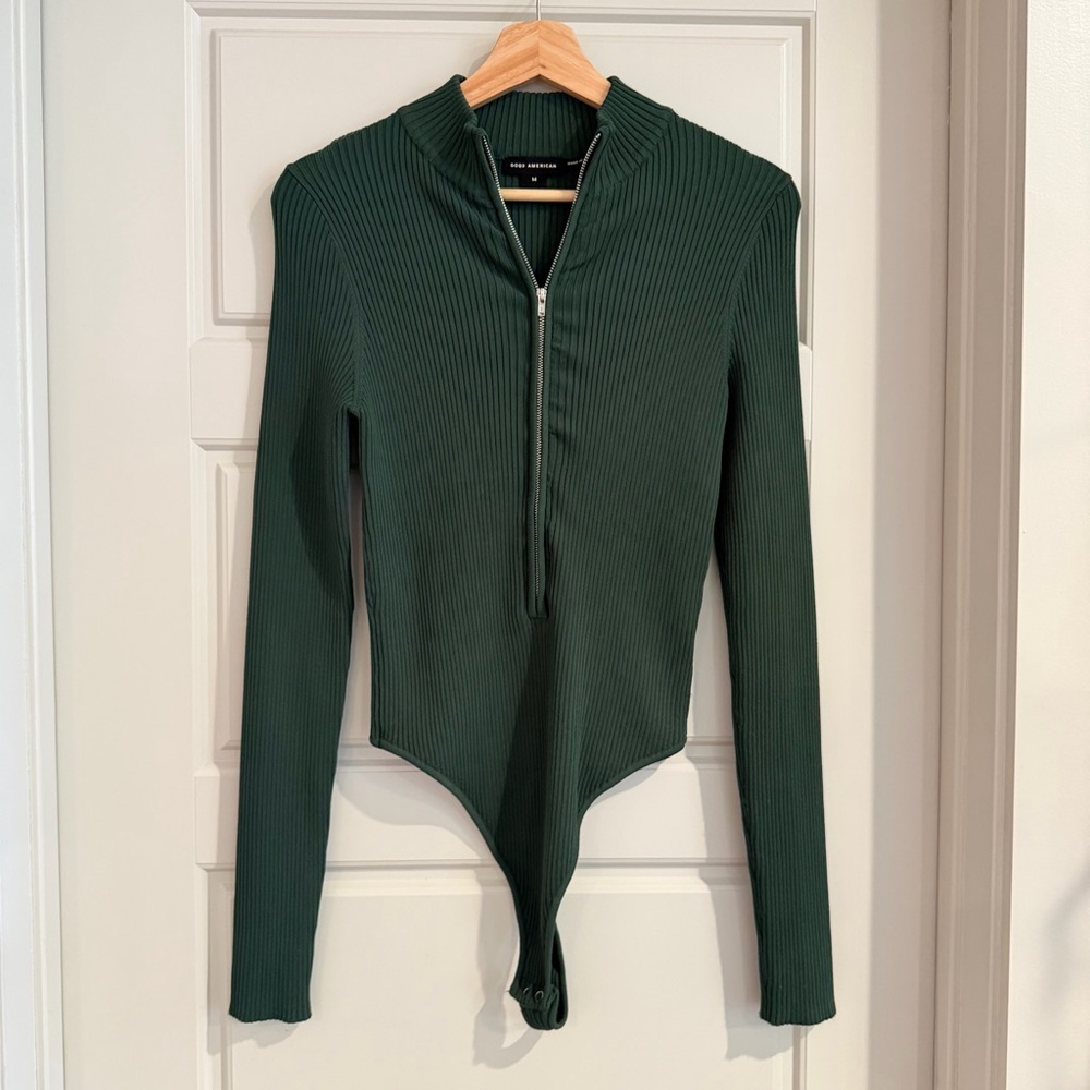 Good American Forest‎ Green Sculpting Ribbed Bodysuit Size Medium